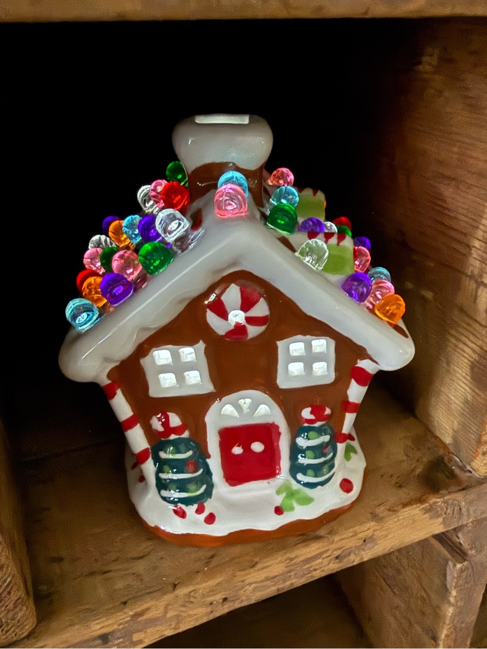 Lighted Holiday Gingerbread House Decorative Accent - Multi Color Lights